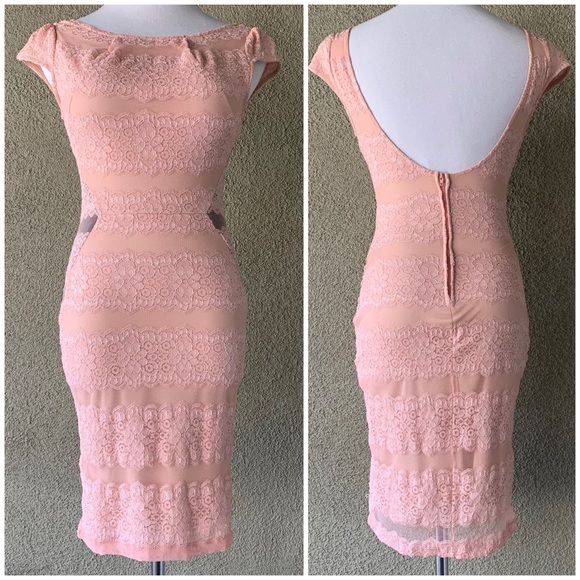 🔥5/$20🔥 “Bloom” Dusty Pink Stretch Lace Mini Dress.size XS - Picture 2 of 11